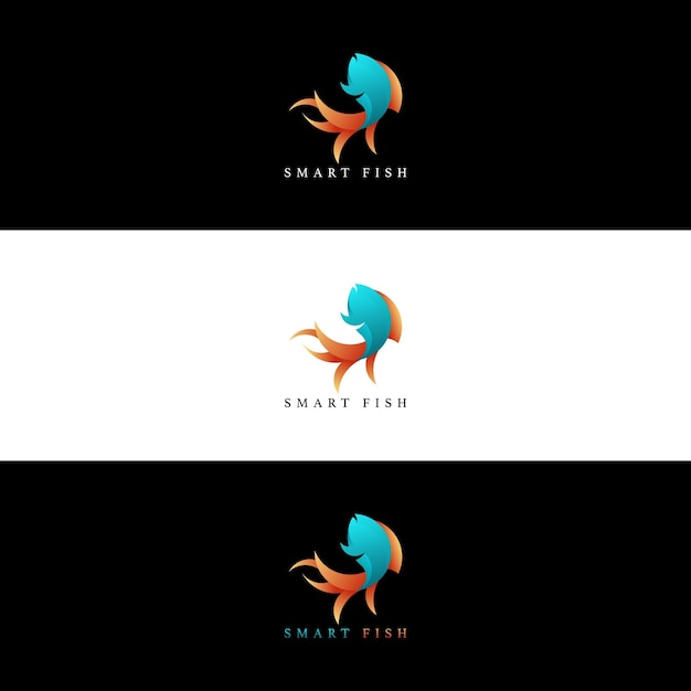 Ilustración de Vector de diseño de logotipo de pez inteligente