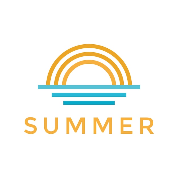 Ilustración de vector de diseño de logotipo de playa de verano elegante con olas de playa