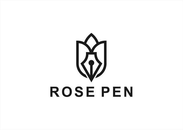 Ilustración de vector de diseño de logotipo de pluma rosa