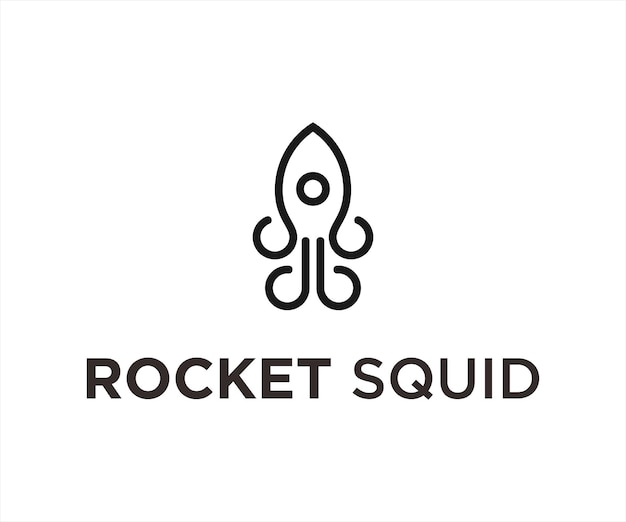 Ilustración de Vector de diseño de logotipo de pulpo de cohete