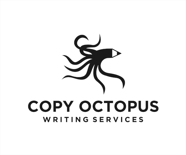 Ilustración de vector de diseño de logotipo de pulpo de lápiz