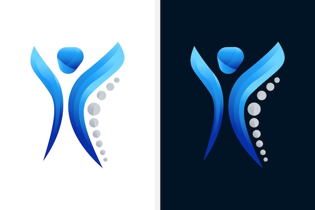 Ilustración de vector de diseño de logotipo de quiropráctica humana