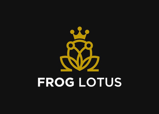 Ilustración de vector de diseño de logotipo de rana de loto
