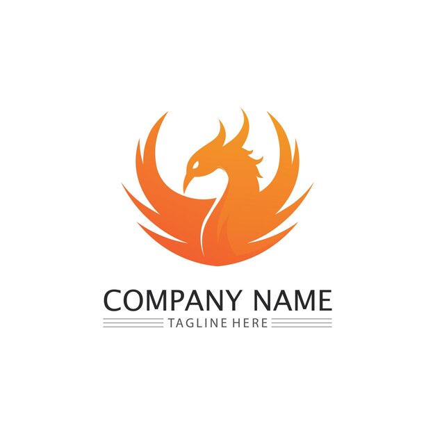 Ilustración de vector de diseño de logotipo y símbolo de pájaro fénix