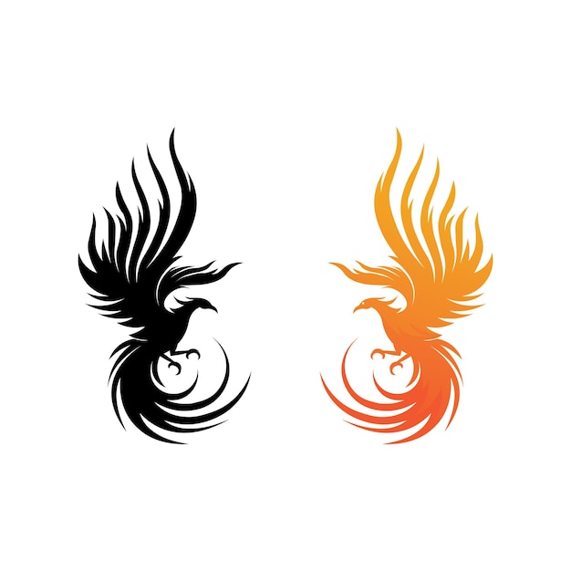 Ilustración de vector de diseño de logotipo y símbolo de pájaro fénix