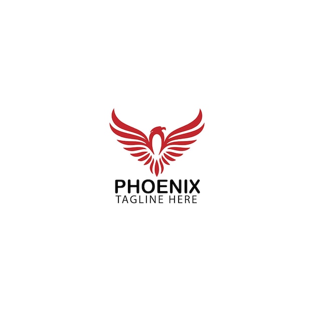 Ilustración de vector de diseño de logotipo y símbolo de pájaro fénix