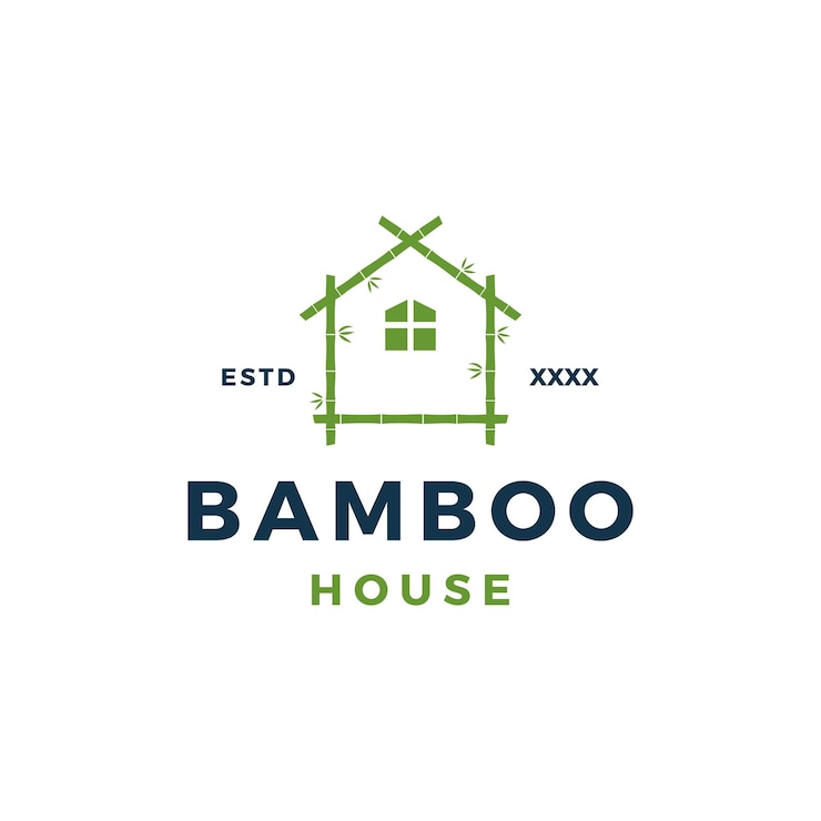 Ilustración de vector de diseño de logotipo simple de casa de bambú
