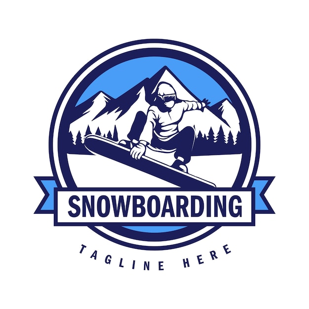Ilustración de vector de diseño de logotipo de snowboard