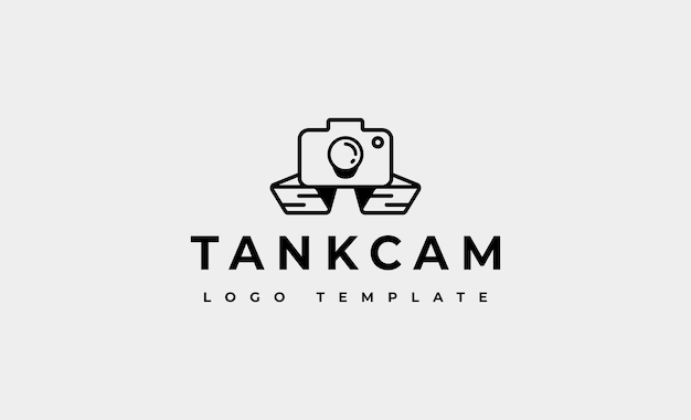 Ilustración de vector de diseño de logotipo de tanque militar de cámara