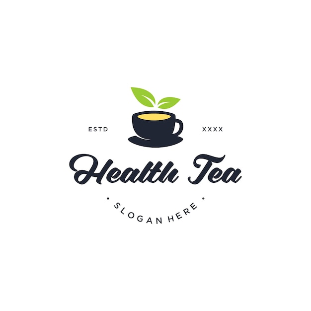 Ilustración de vector de diseño de logotipo de té de salud