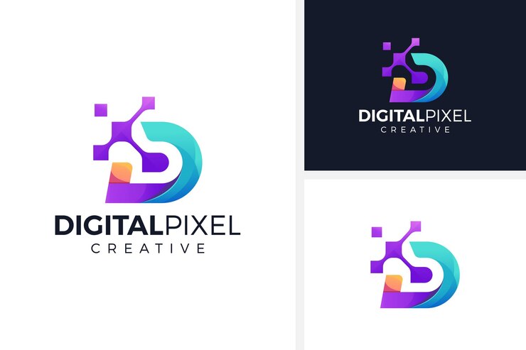 Ilustración de vector de diseño de logotipo de tecnología de concepto de letra d