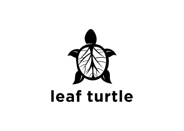 ilustración de vector de diseño de logotipo de tortuga de hoja