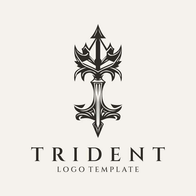 Vector ilustración de vector de diseño de logotipo tridente