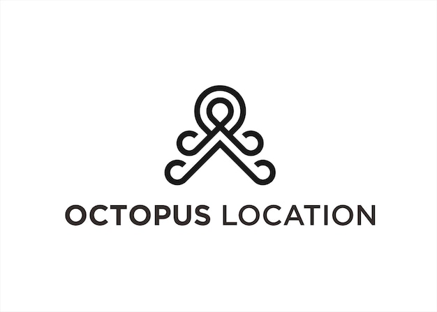 Ilustración de vector de diseño de logotipo de ubicación de pulpo