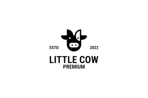 Ilustración de vector de diseño de logotipo de vaca cabeza linda