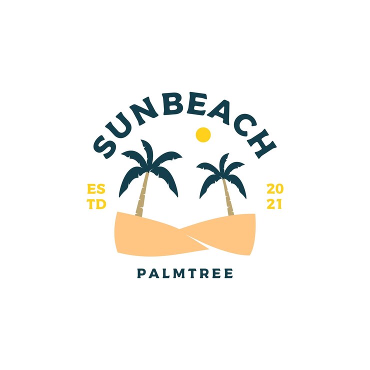 Ilustración de vector de diseño de logotipo de vacaciones de playa
