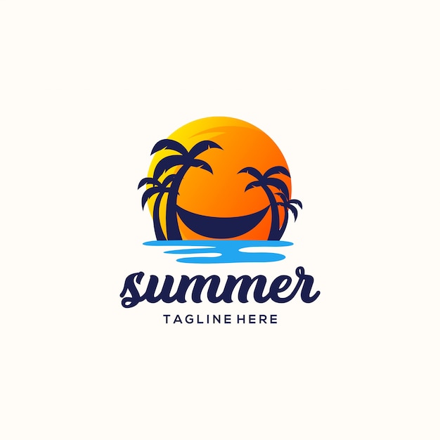 Ilustración de vector de diseño de logotipo de verano