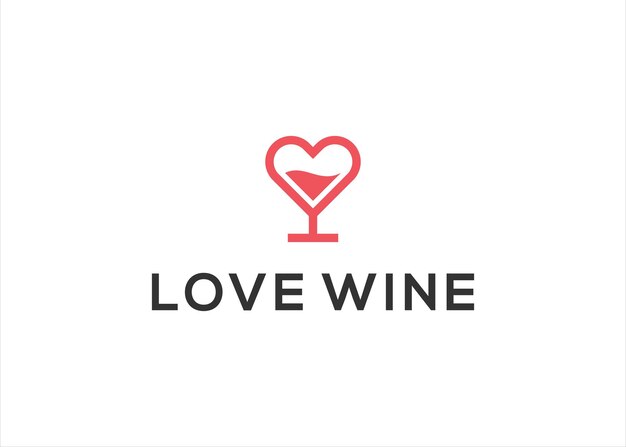 Ilustración de vector de diseño de logotipo de vino de amor
