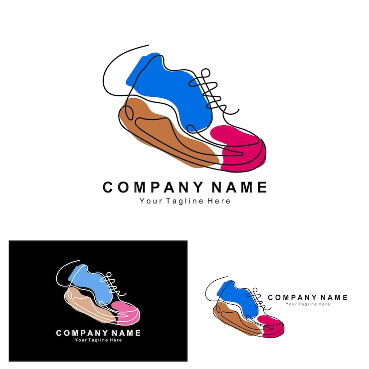 Vector ilustración de vector de diseño de logotipo de zapatillas de deporte de calzado juvenil de moda simple concepto funky
