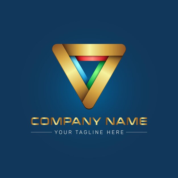 Ilustración de vector de diseño de marca de logotipo de triángulo dorado