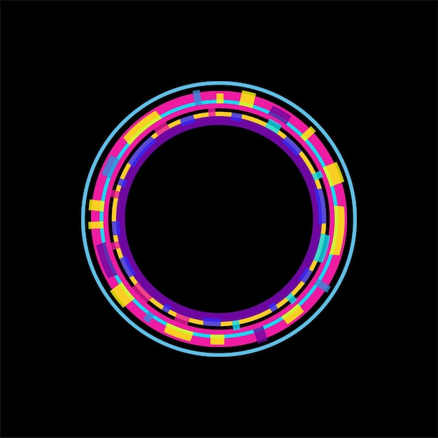 Ilustración de vector de diseño de marco de círculo de color neón abstracto