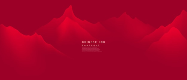 Ilustración de vector de diseño moderno de una hermosa pintura de paisaje de tinta china