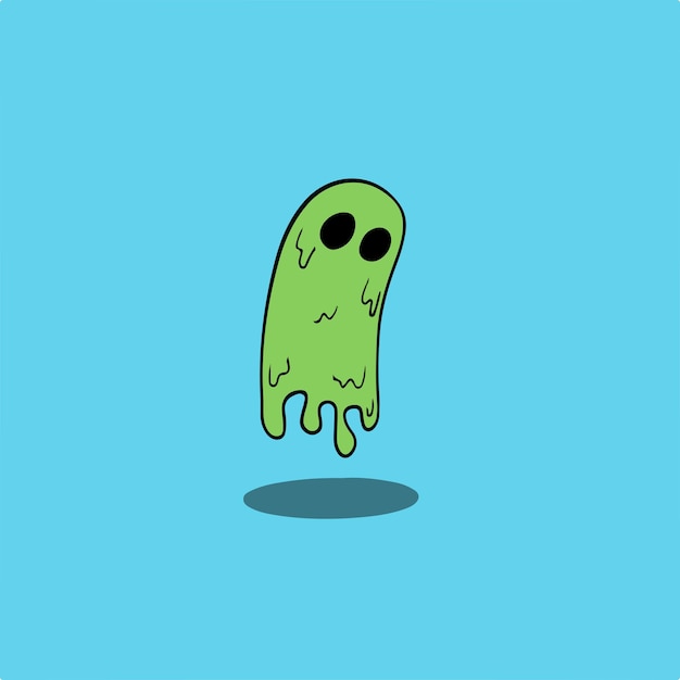Ilustración de vector de diseño de monstruo de limo verde de dibujos animados