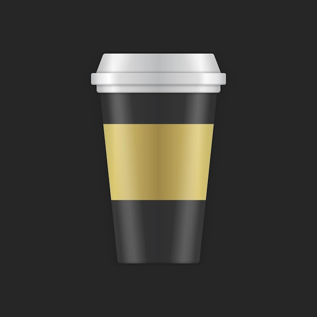 Ilustración de vector de diseño de negocio de oro negro taza de papel de café premium realista