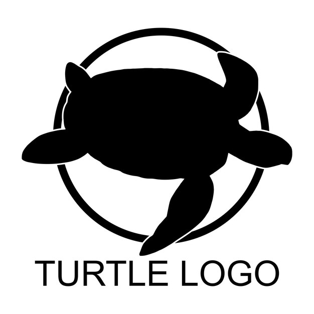 Ilustración de vector de diseño negro de icono de logotipo de tortuga