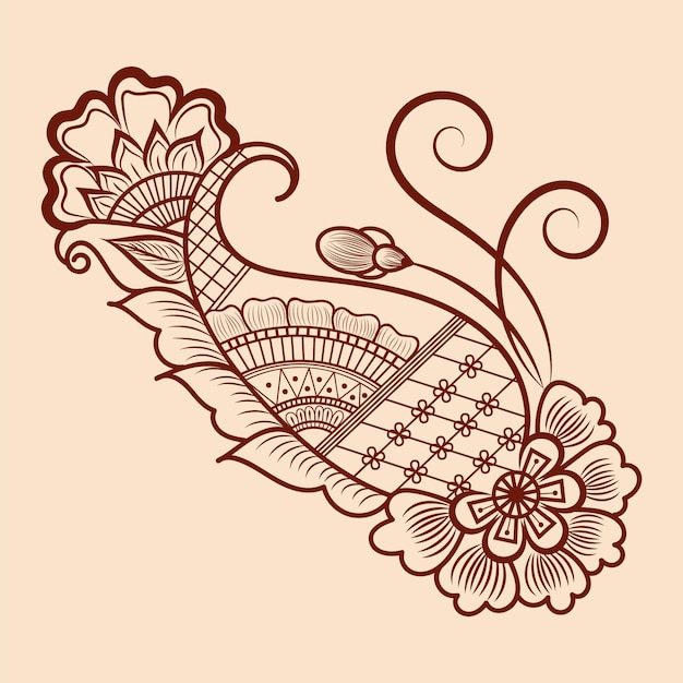 Ilustración de vector de diseño de ornamento floral tradicional henna mehndi indio