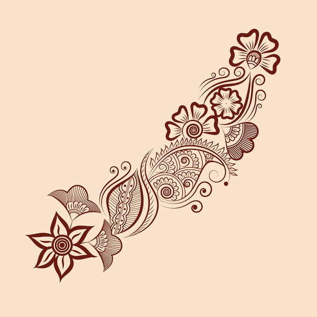 Ilustración de vector de diseño de ornamento floral tradicional henna mehndi indio