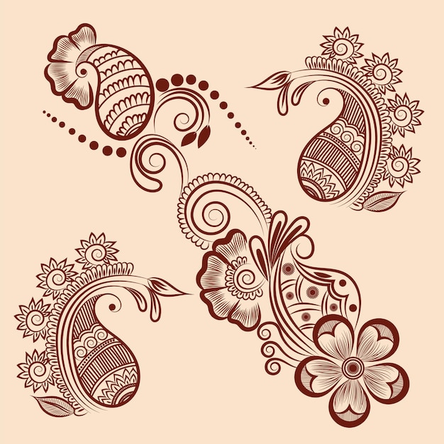 Vector ilustración de vector de diseño de ornamento floral tradicional henna mehndi indio