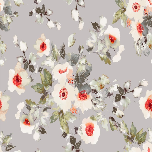 Ilustración de vector de diseño de patrón de repetición de flor sólida de flor de primavera