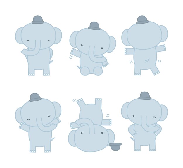 Vector ilustración de vector de diseño de personajes de elefante