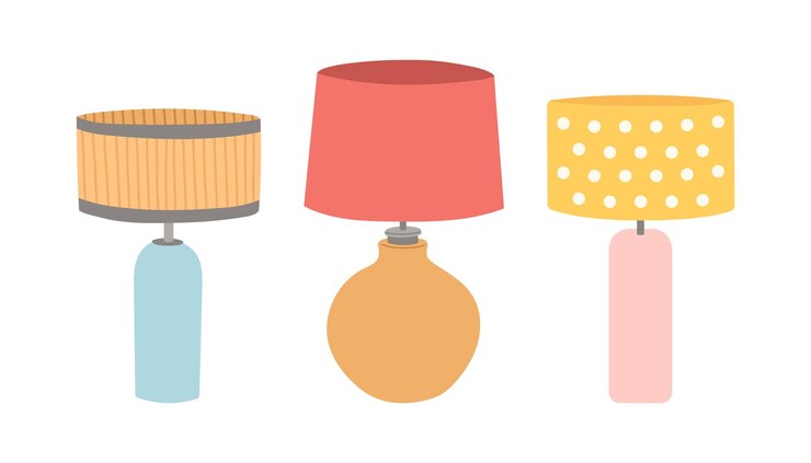 Vector ilustración de vector de diseño plano de color simple conjunto lámpara de mesa