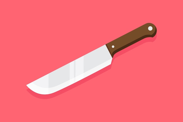 Ilustración de vector de diseño plano de cuchillo con fondo rojo