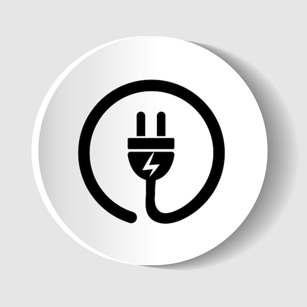 Ilustración de vector de diseño plano de enchufe de energía de icono de electricidad para diseño web