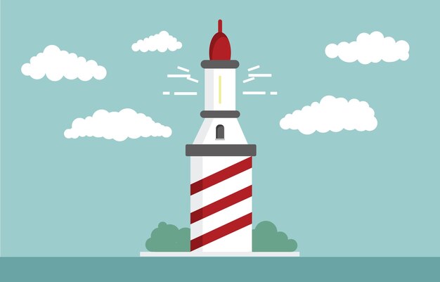 Ilustración de vector de diseño plano de faro