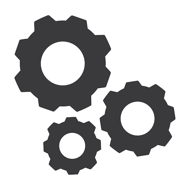 Ilustración de vector de diseño plano de icono de engranaje o configuración