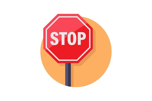 Ilustración de vector de diseño plano de ilustración de símbolo de señal de stop