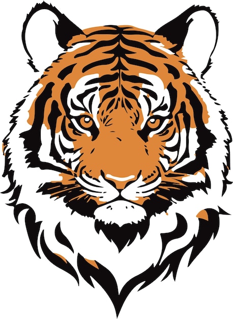 Ilustración de vector de diseño plano simple de una cara de tigre sobre fondo blanco