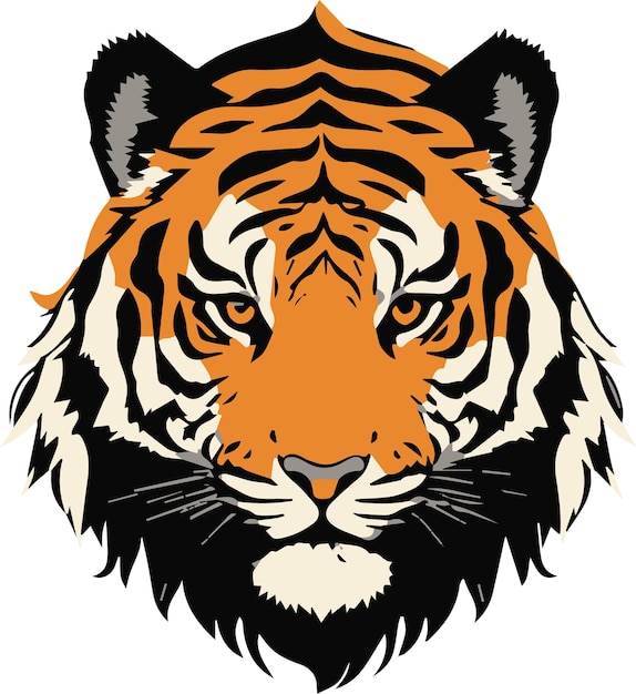 Ilustración de vector de diseño plano simple de una cara de tigre sobre fondo blanco