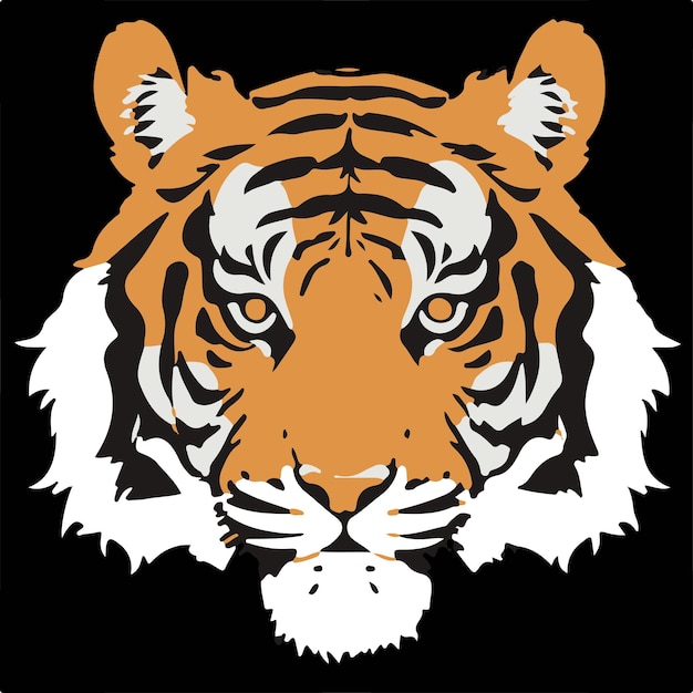 Ilustración de vector de diseño plano simple de una cara de tigre sobre fondo gris