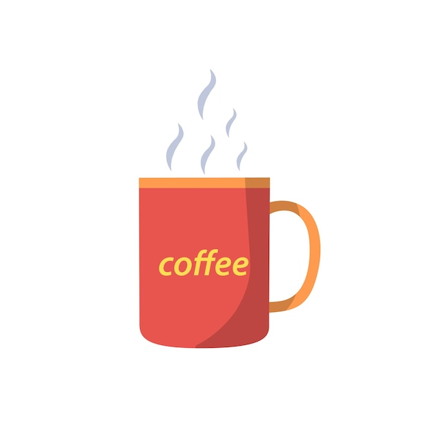 Ilustración de vector de diseño plano de taza de café caliente