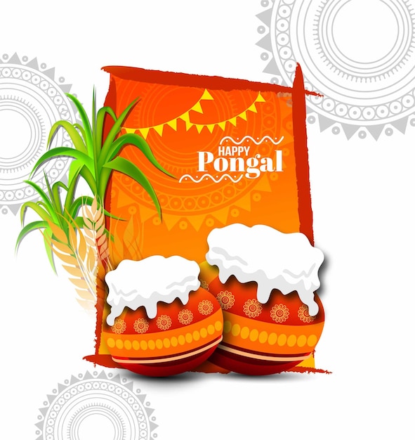 Ilustración de vector de diseño de plantilla de fondo de Pongal Festival del sur de la India