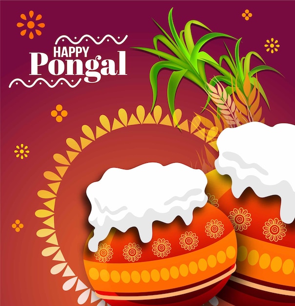 Vector ilustración de vector de diseño de plantilla de fondo de pongal festival del sur de la india