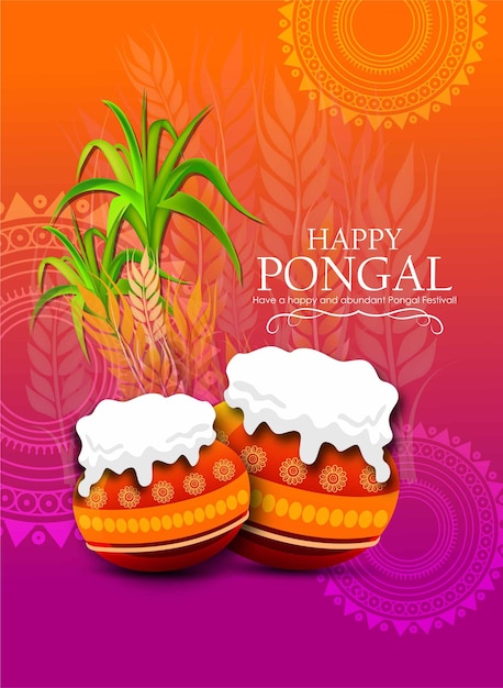 Ilustración de vector de diseño de plantilla de fondo de Pongal Festival del sur de la India