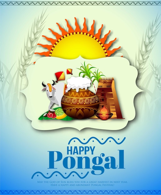 Ilustración de vector de diseño de plantilla de fondo de Pongal Festival del sur de la India