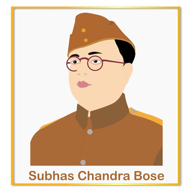 Ilustración de vector de diseño de retrato de luchador por la libertad india Netaji Subhas Chandra Bose.