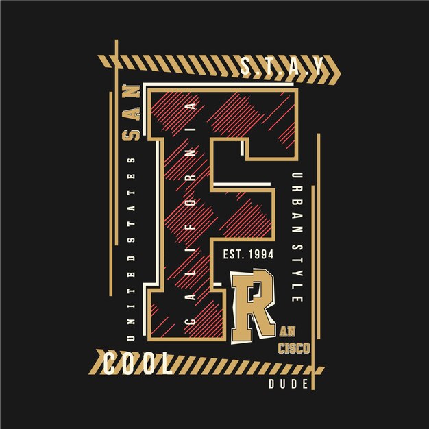 Ilustración de vector de diseño de tipografía de camiseta gráfica abstracta de san francisco